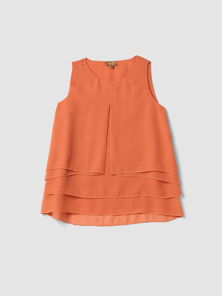 Orange Sleeveless Maternity Blouse_4