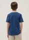 Boys' blue pure cotton T-shirt, relaxed fit with white collar_1