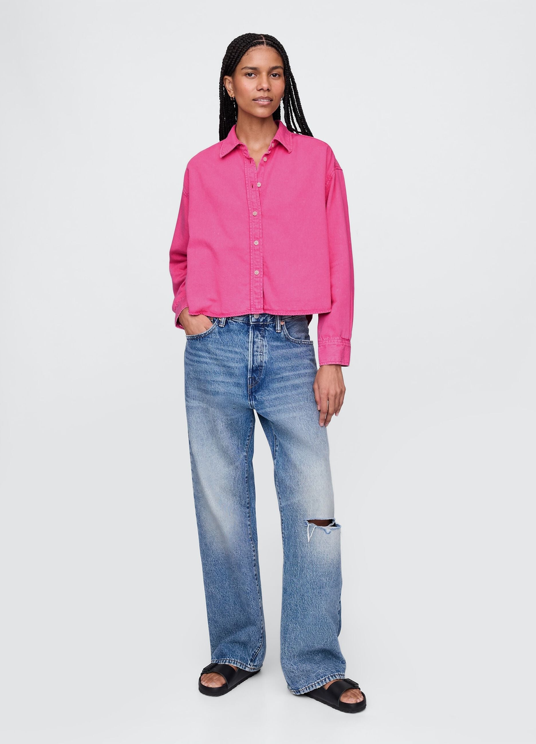 Rosa Oversize-Hemd