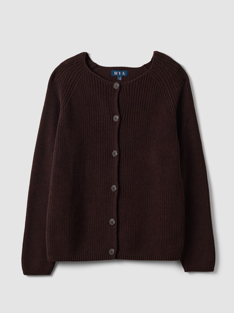Mehrfarbige Strickjacke aus reiner Baumwolle mit Rundhalsausschnitt, Regular Fit_4