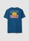 Blaues T-Shirt aus reiner Baumwoll-Jersey mit Print, Regular Fit_5