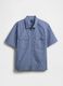 Blue checked short-sleeve shirt_4