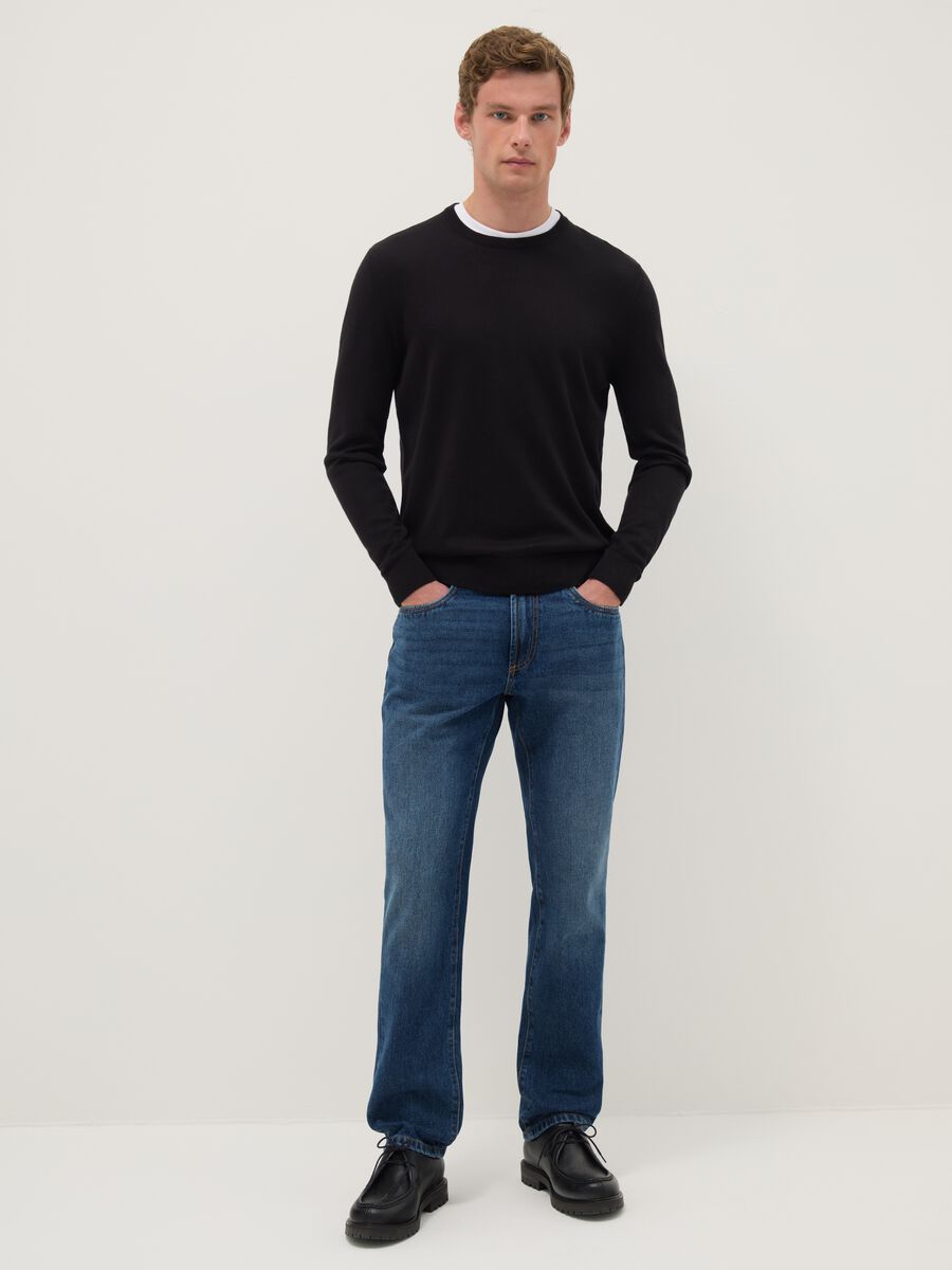 Blue Pure Cotton Regular Fit Jeans_0