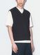 Blue cropped pure cotton vest with deep V-neck_3