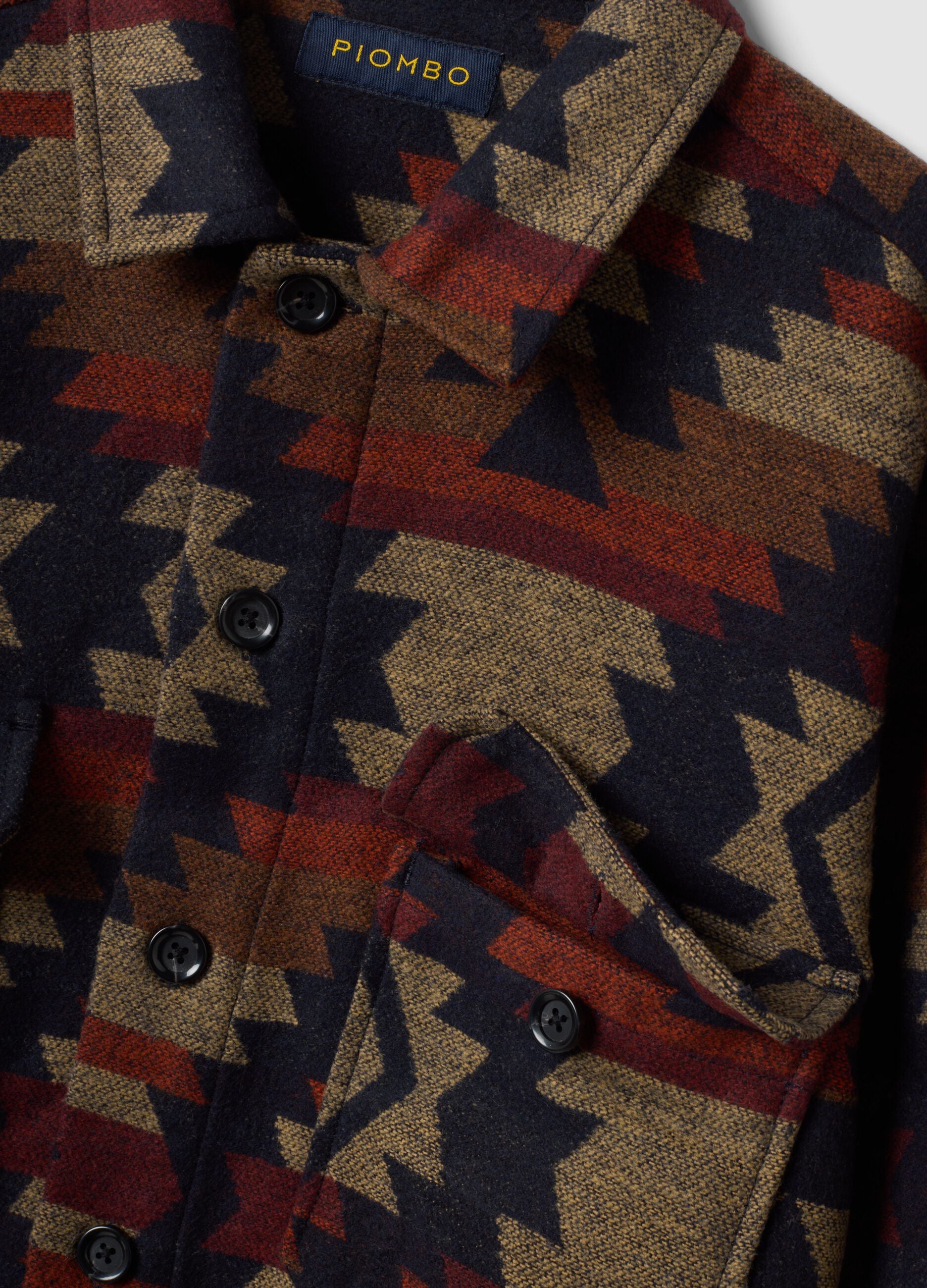 Multicolour geometric-print bowling-collar shacket, oversized fit