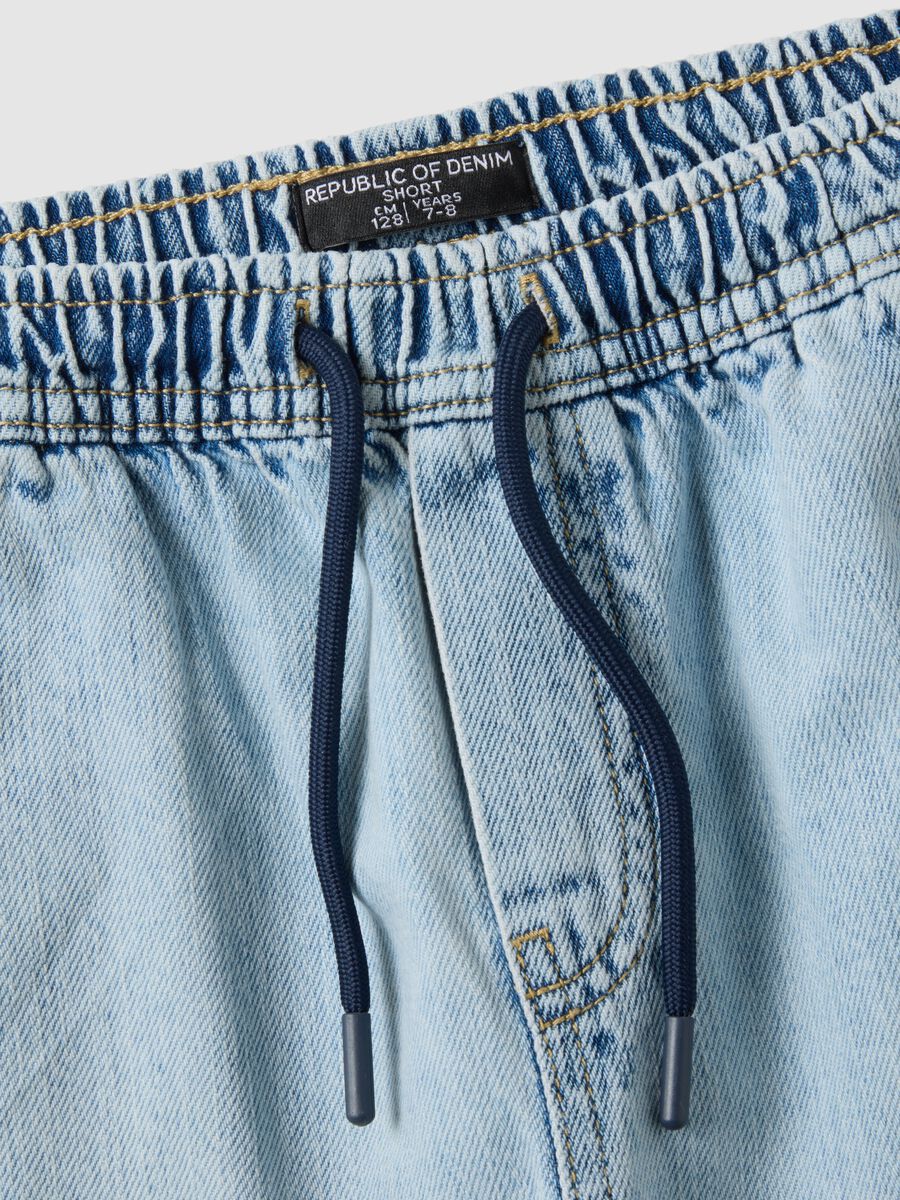 Children's wide leg pure cotton denim shorts in light blue_2