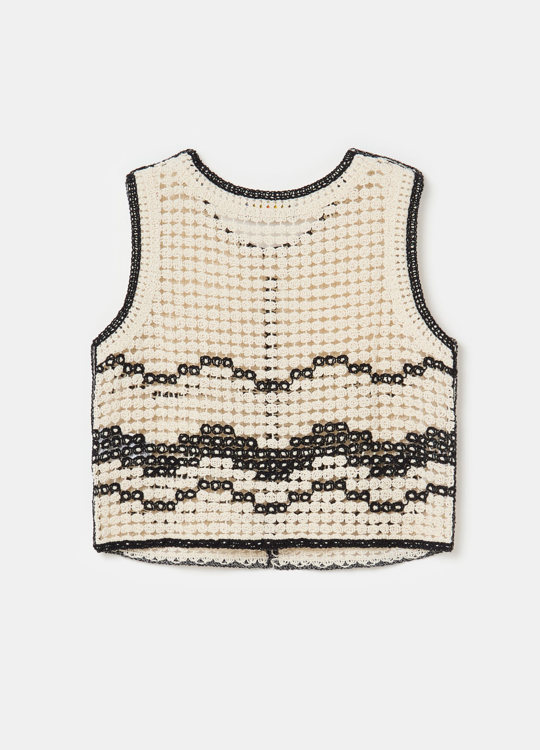 Crochet tank top with wavy motif