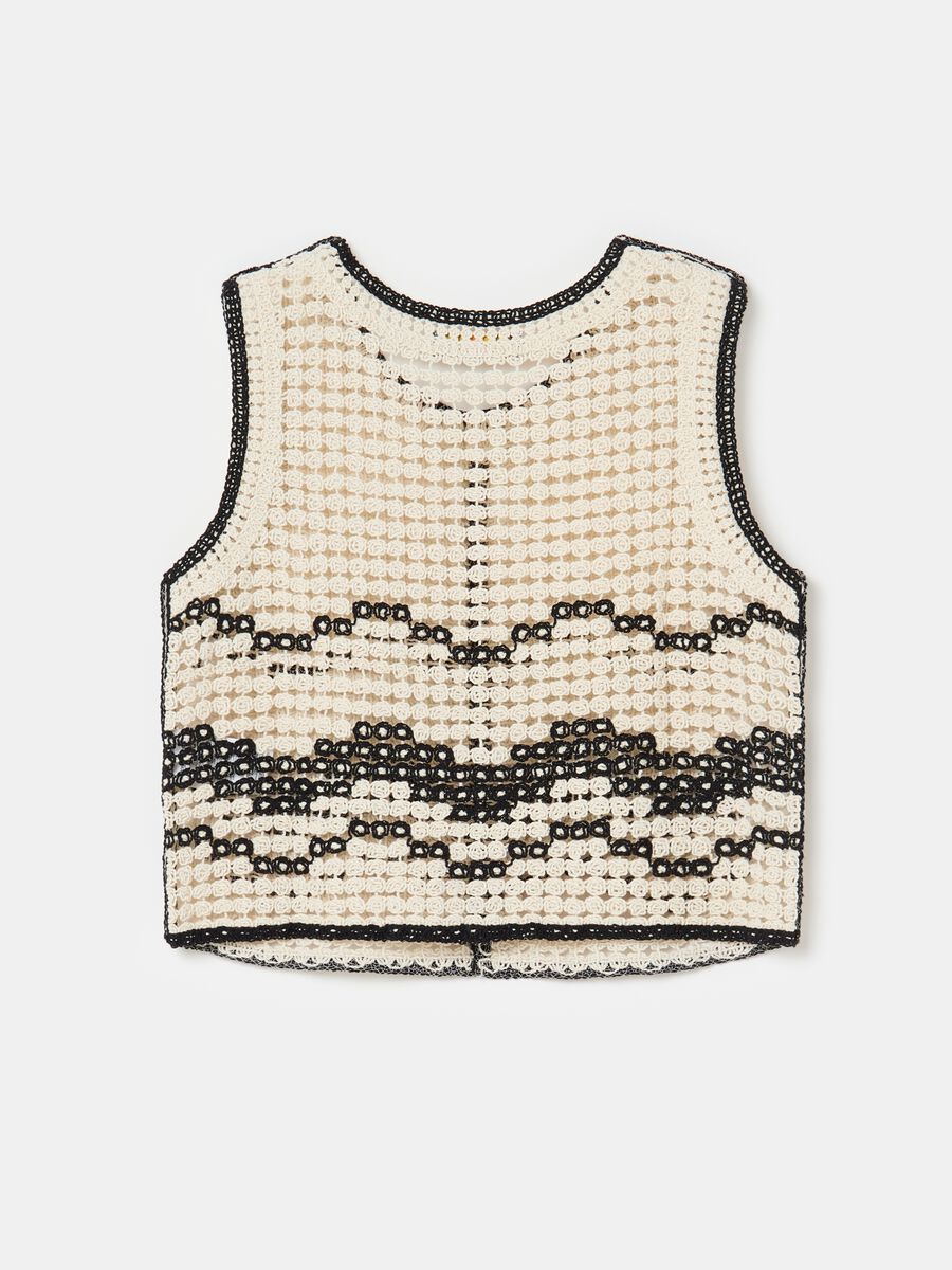Crochet tank top with wavy motif_4