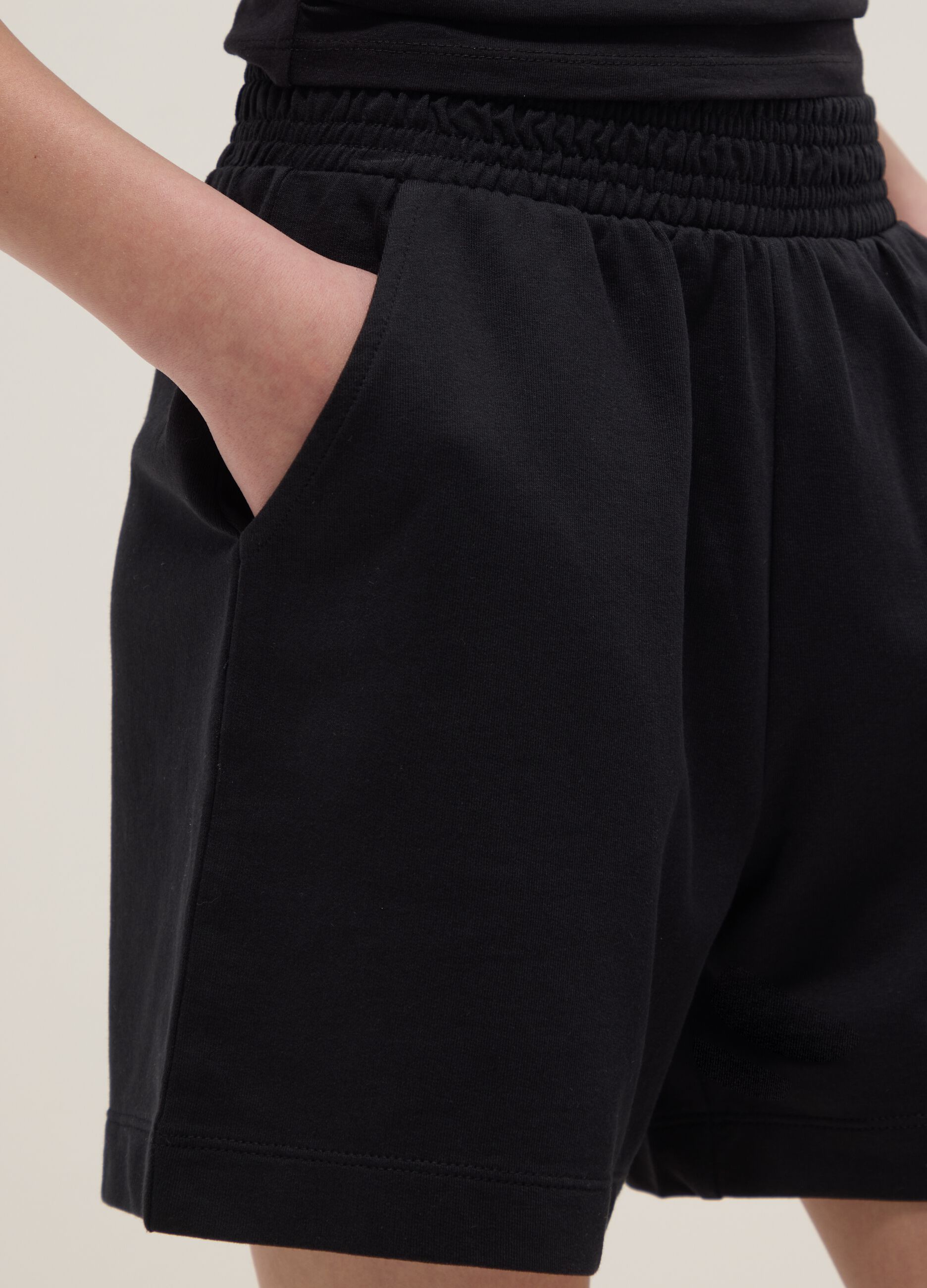 Girls' oversized fit pure cotton black shorts