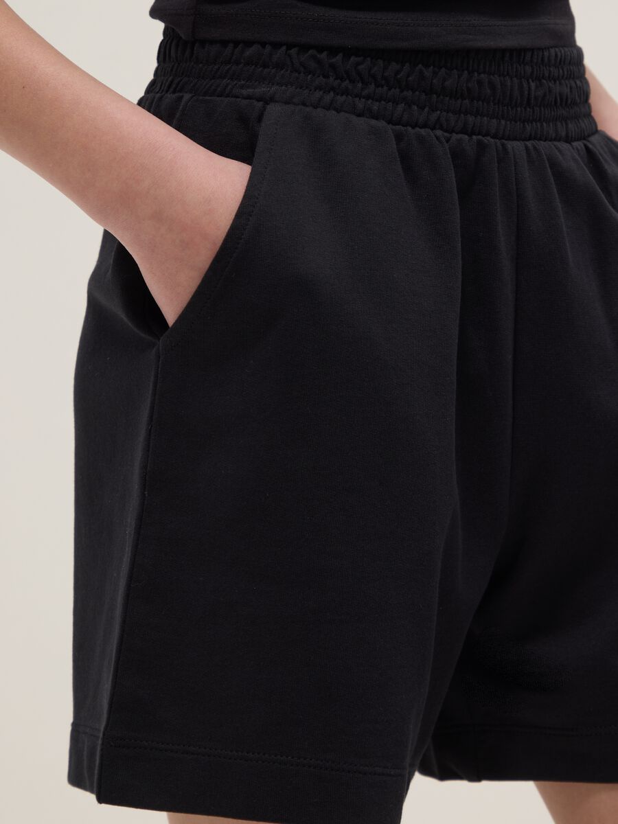 Girls' oversized fit pure cotton black shorts_2