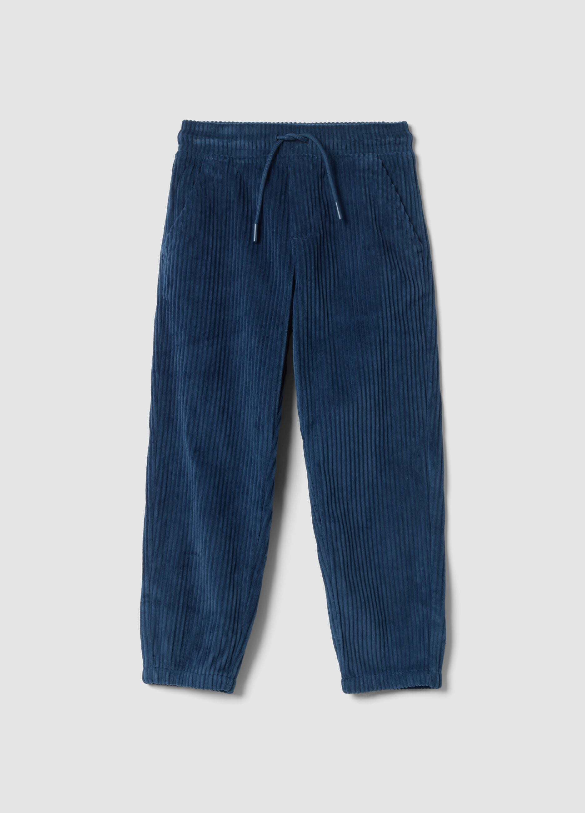 Pantaloni blu comfort fit con vita elasticizzata