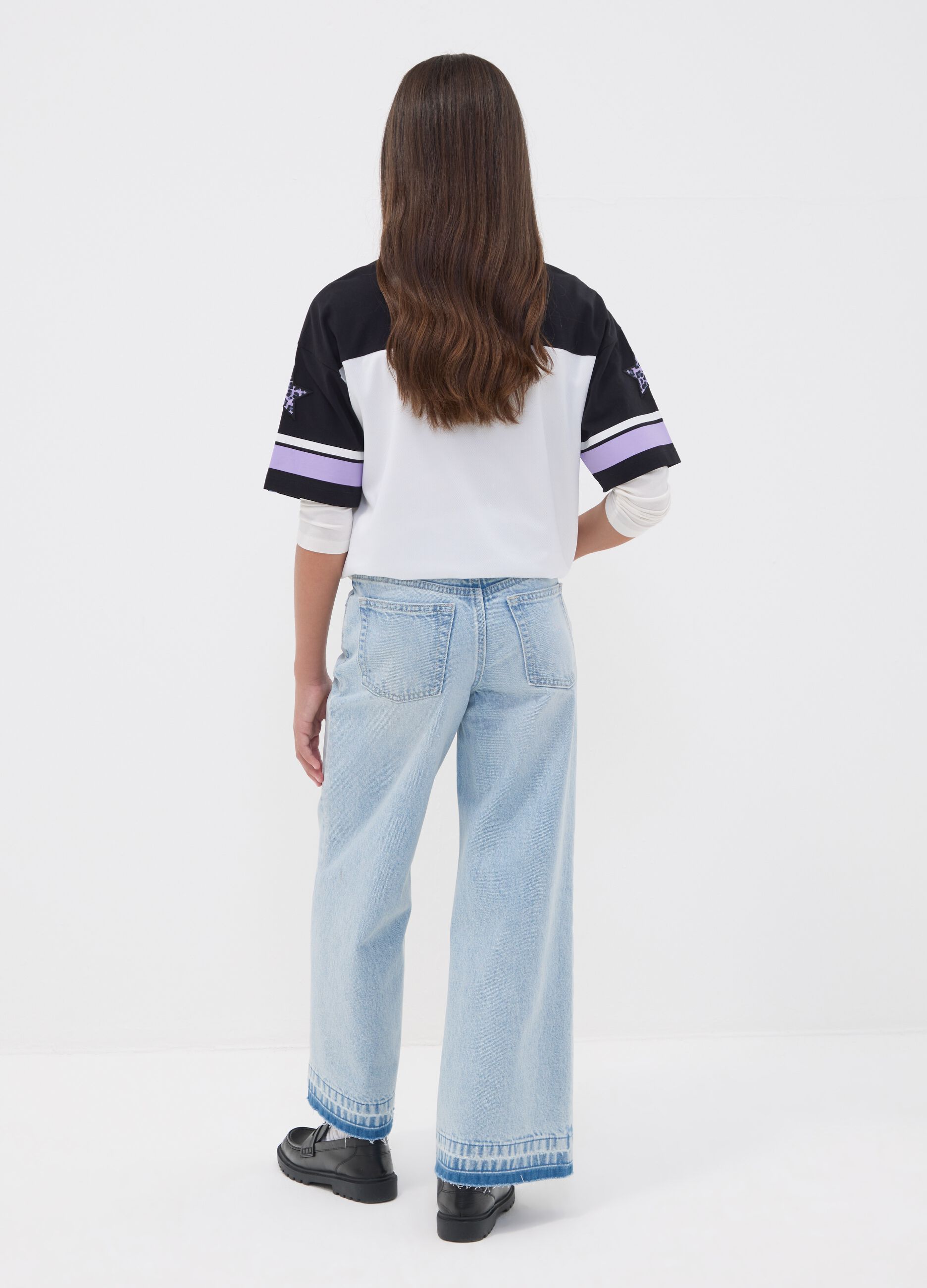 Blue culotte jeans in pure cotton for girls