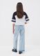 Blue culotte jeans in pure cotton for girls_2