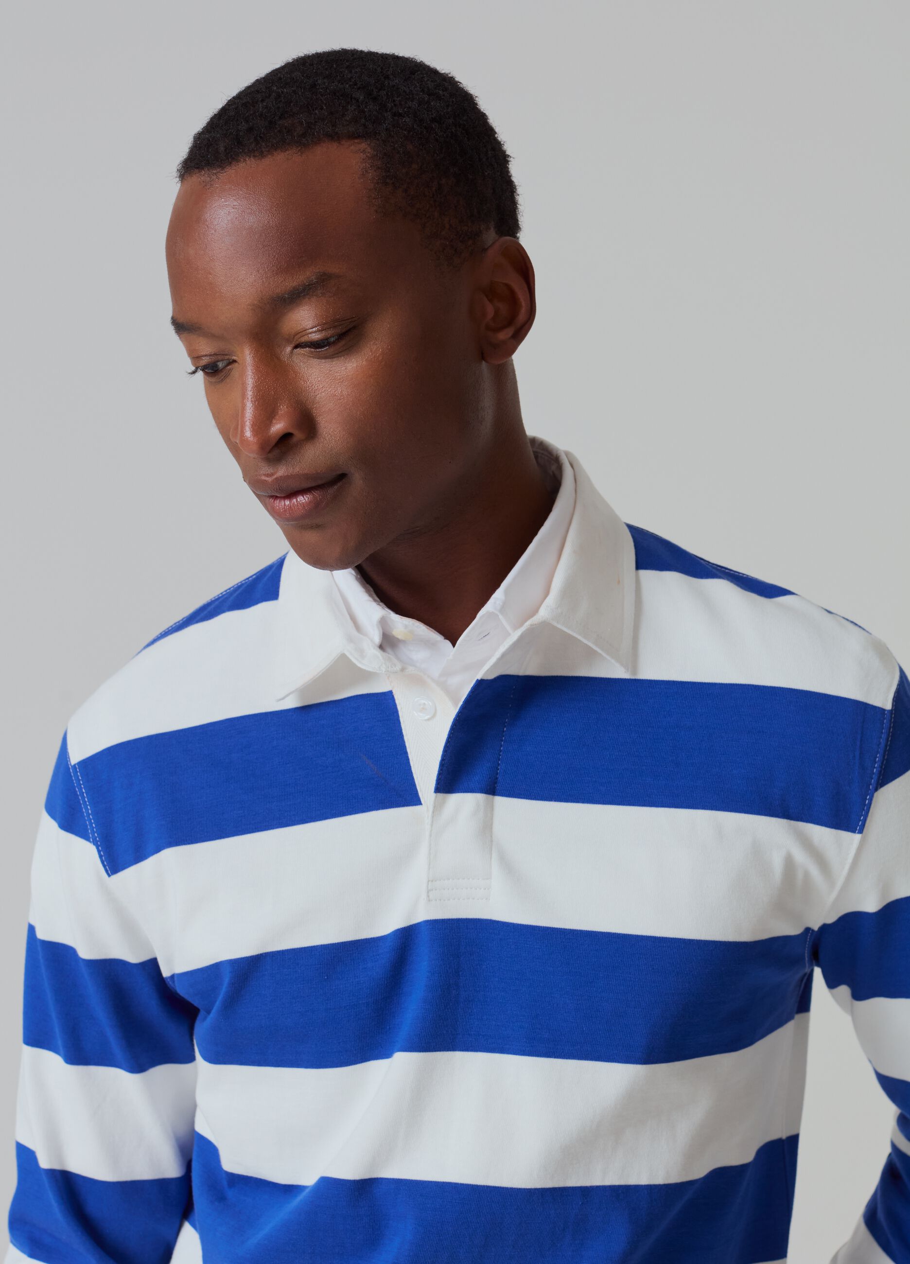 Striped polo shirt with long sleeves