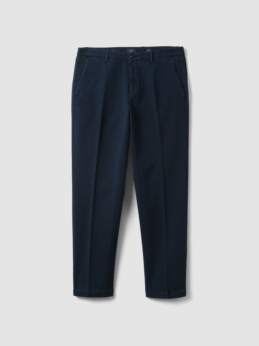 Pantaloni chino azzurri in cotone e modal elasticizzato_0