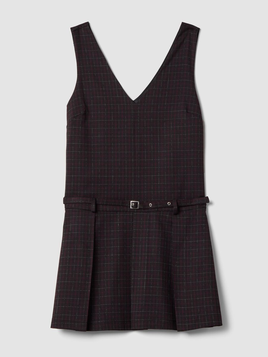 Schwarzes Kleid aus Stretch-Viskose mit tiefem V-Ausschnitt_0