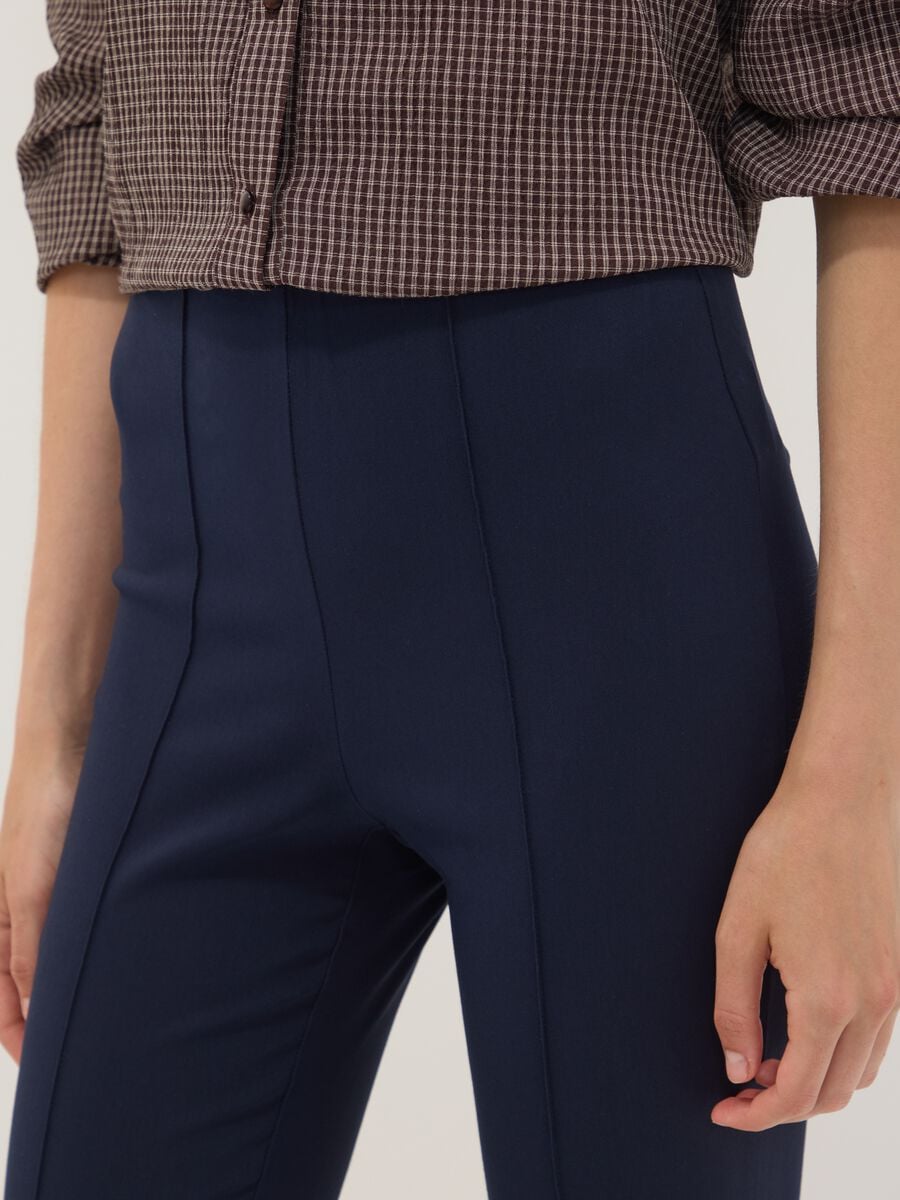 Blue slim-fit stretch viscose leggings_3