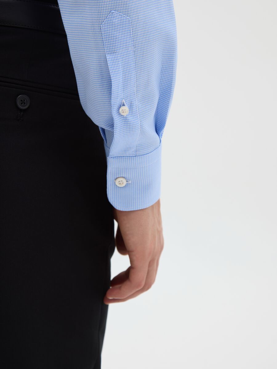Blue slim-fit cotton shirt_3