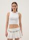 Weisses Cropped-Tanktop aus elastischer Baumwolle_2