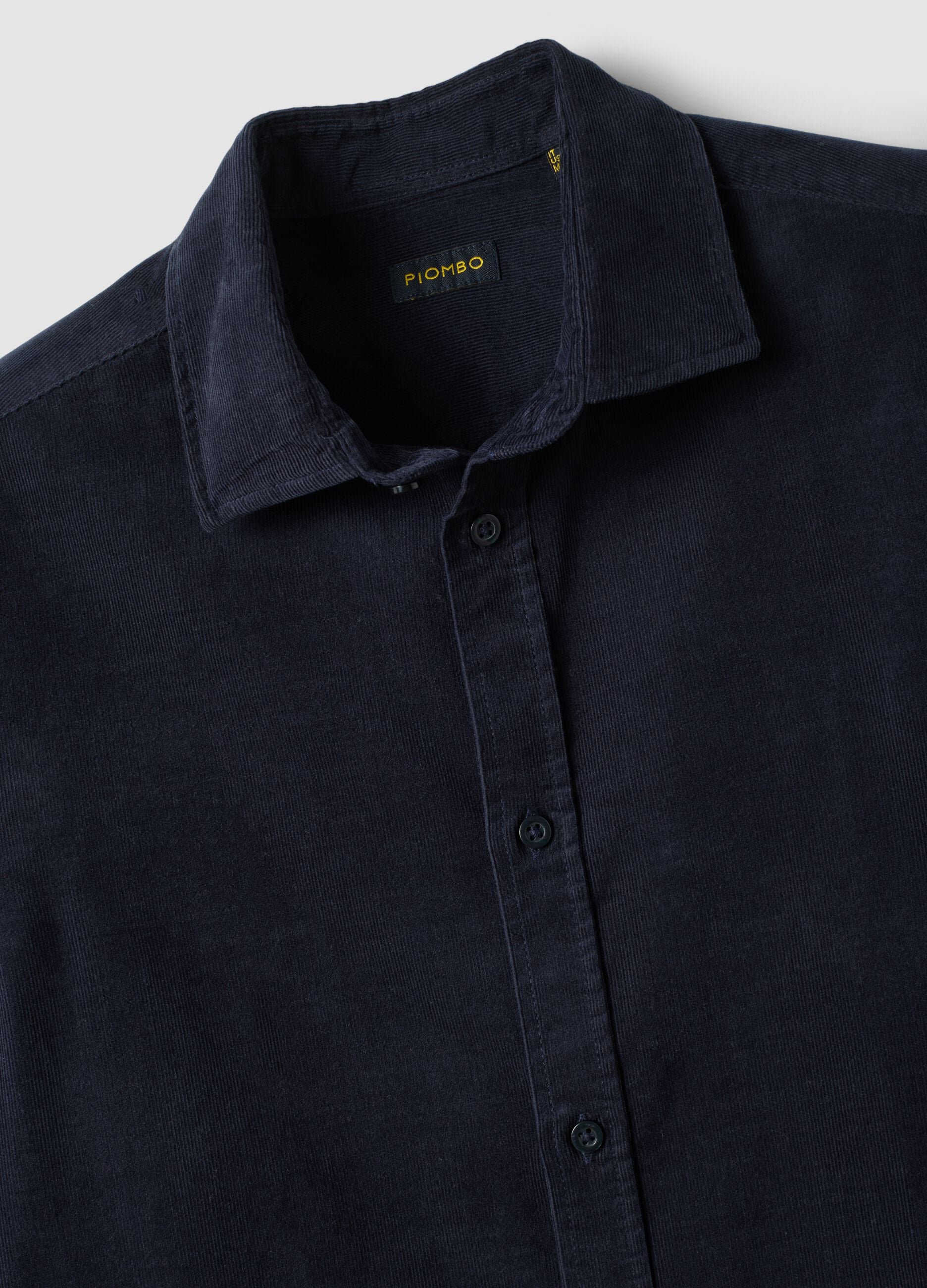 Ocean blue pure cotton ribbed shirt, regular fit