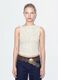 White asymmetric one-shoulder slim-fit polka-dot stretch viscose top_1