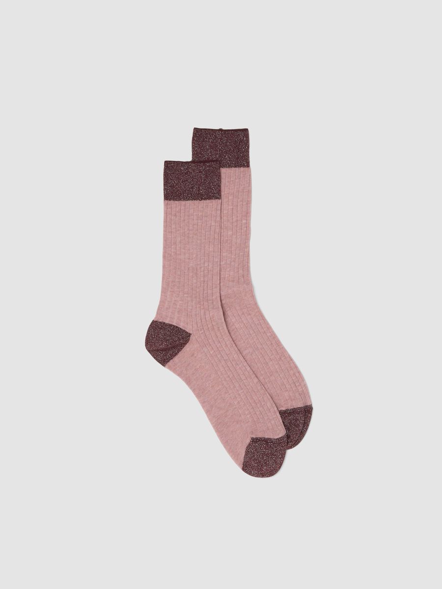 Ribbed pink stretch cotton socks_0