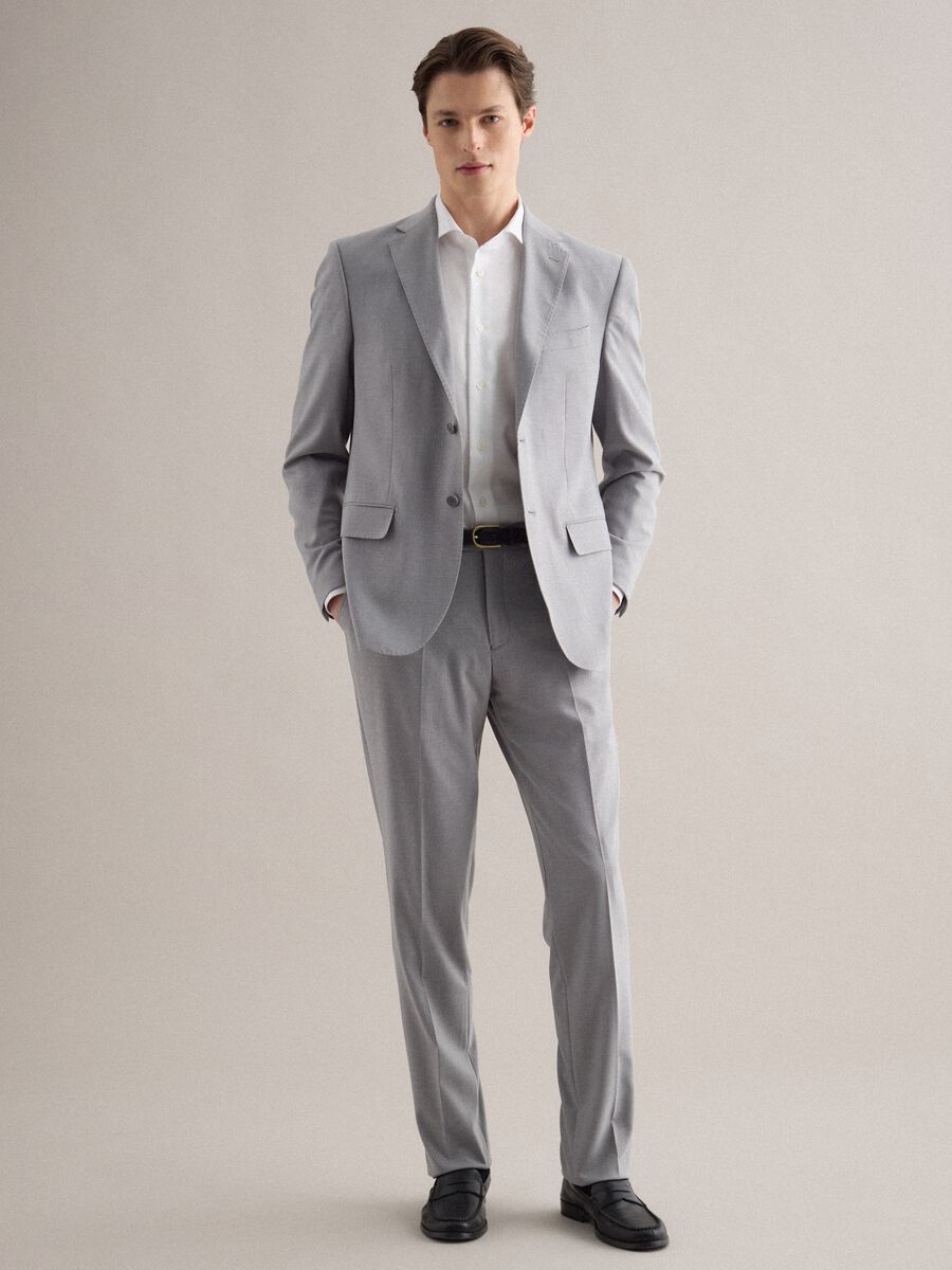 Grey single-breasted blazer with regular fit micro-checks_2