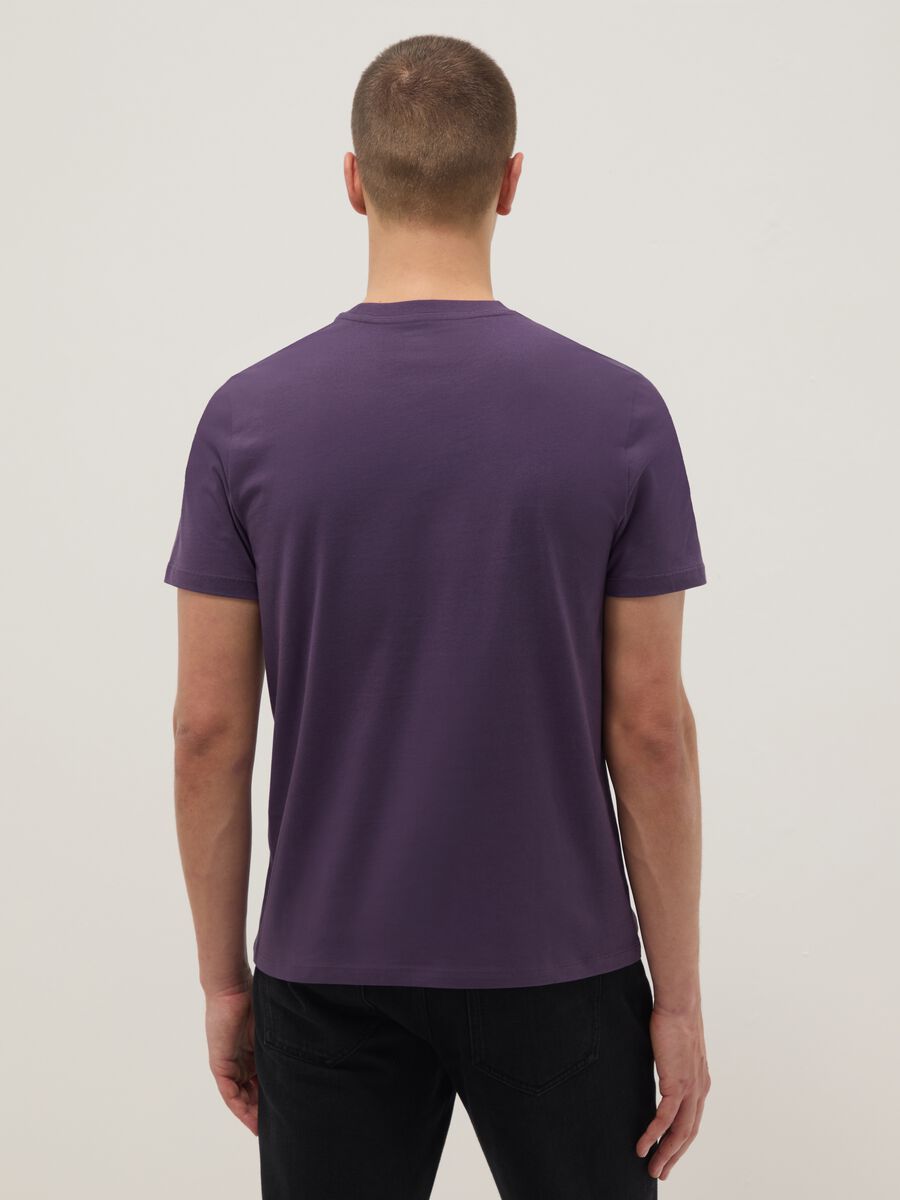 Purple short sleeve pure cotton regular fit T-shirt_3