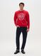 Red regular fit cotton-blend sweatshirt with crew neck_1