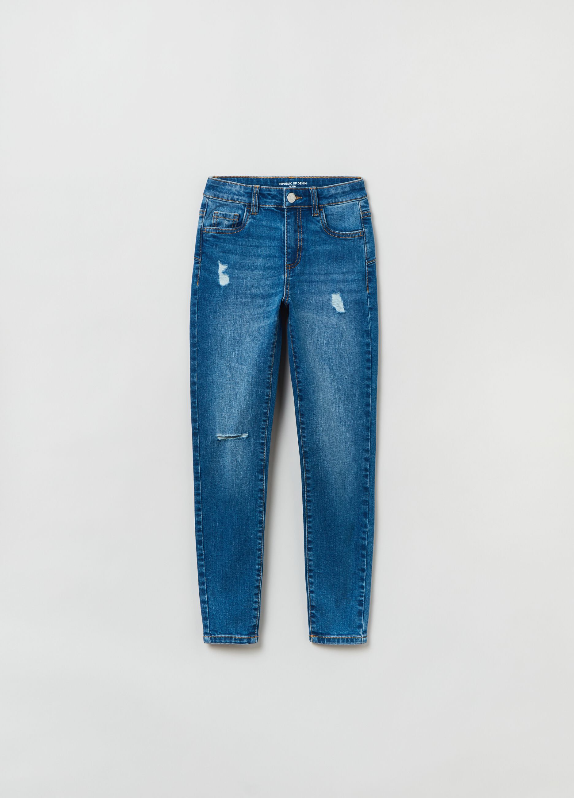 Skinny-fit jeans with abrasions_0