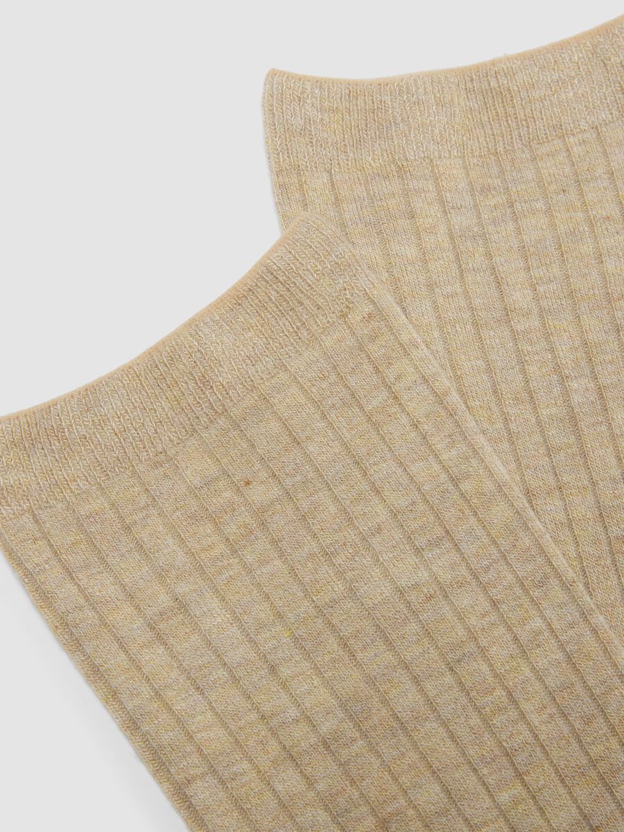 Beige Long Socks in Stretch Viscose Blend_1
