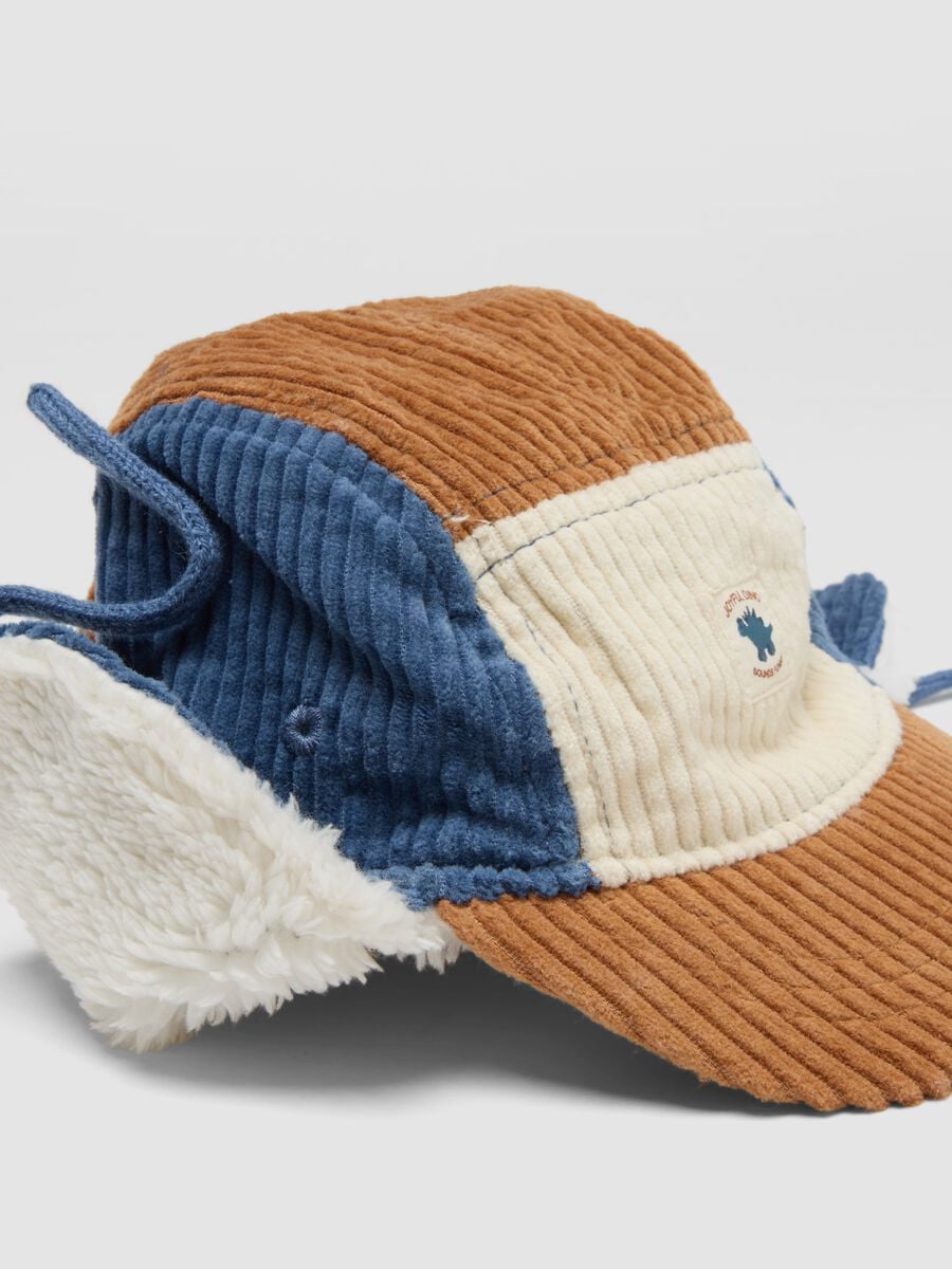 Cappello multicolor in puro cotone con paraorecchie_1