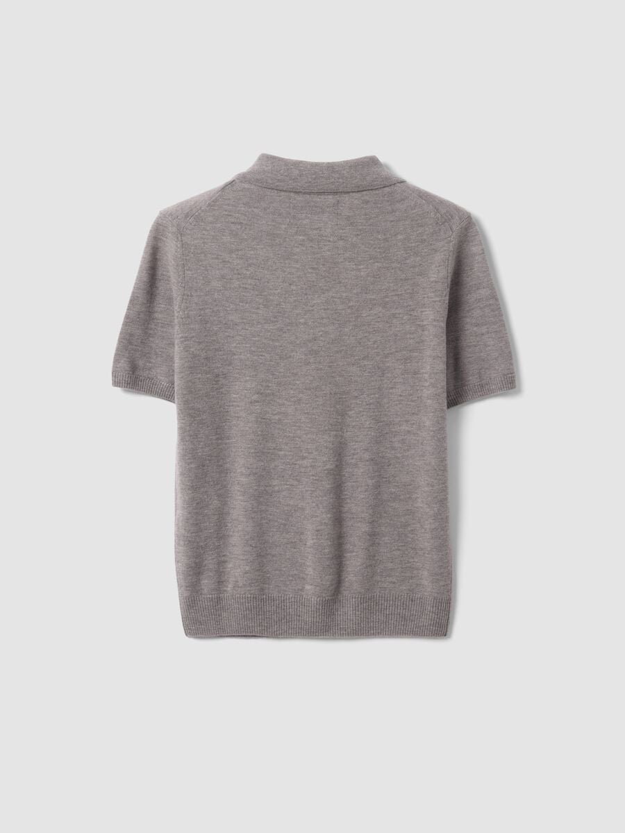 Taupe-grey pure wool polo-collar jumper, regular fit_6