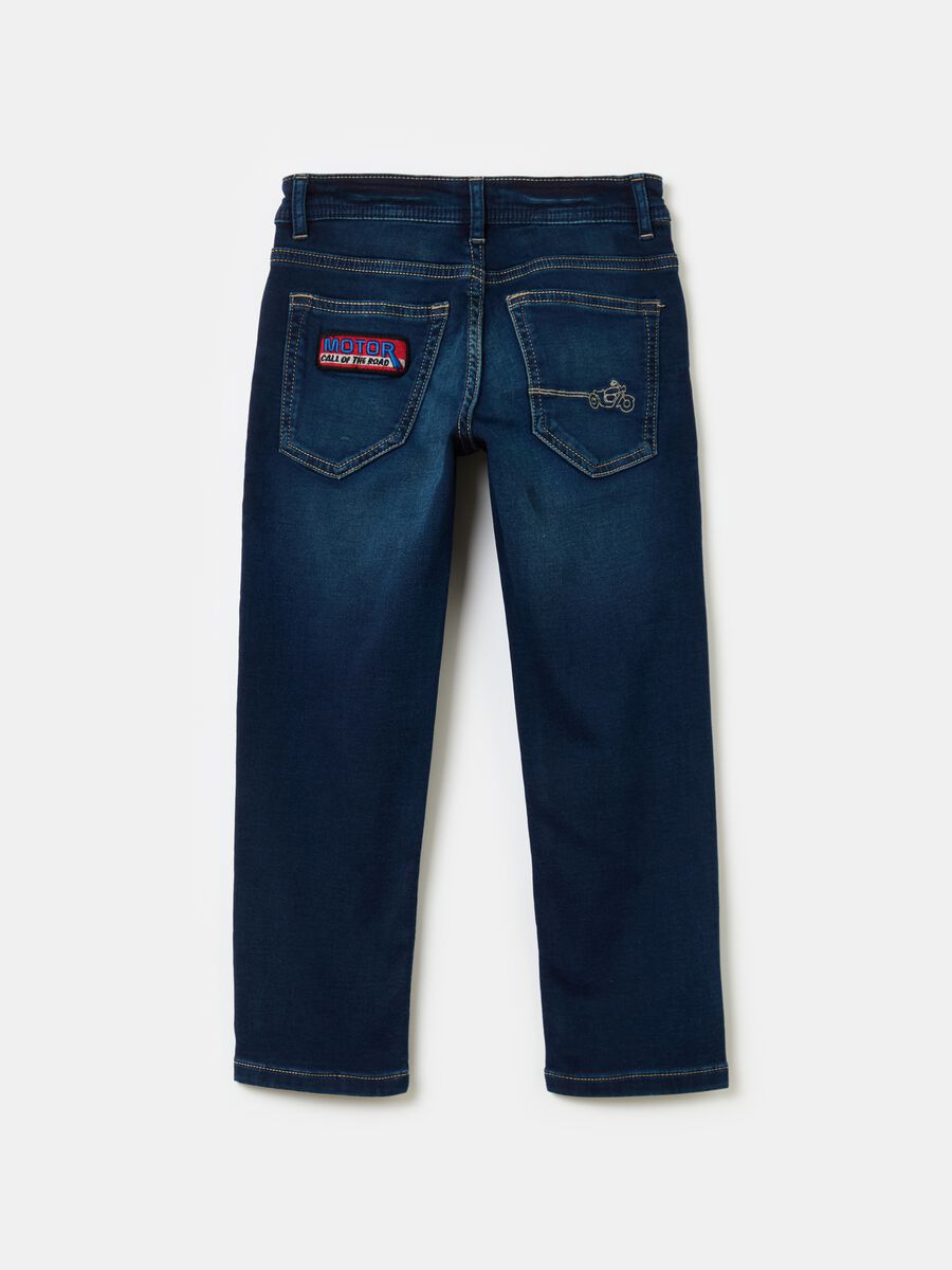 Regular-fit jeans with patch and motorcycle embroidery_1