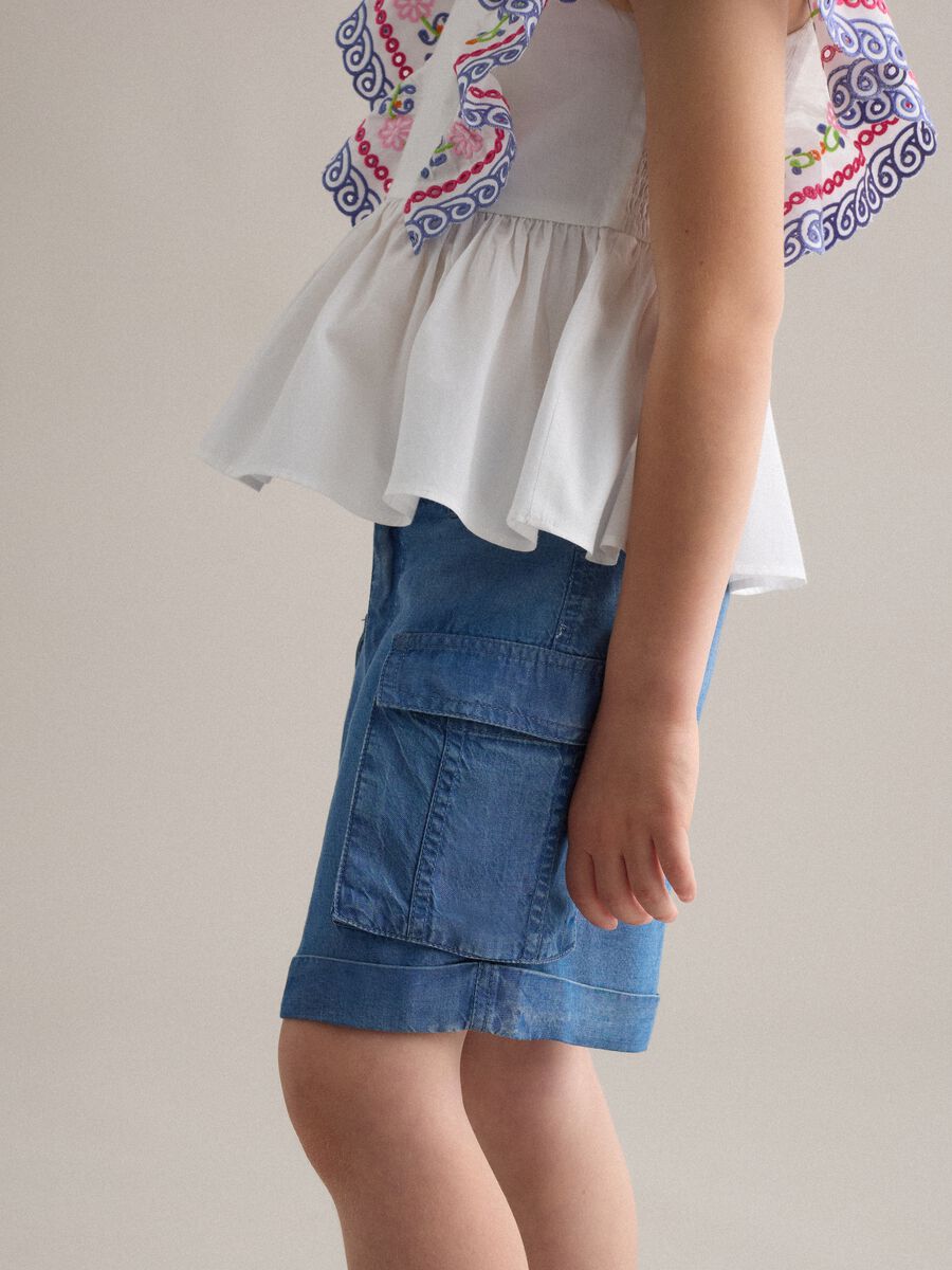 Shorts cargo azules de lyocell puro para ni&ntilde;a, corte regular_2