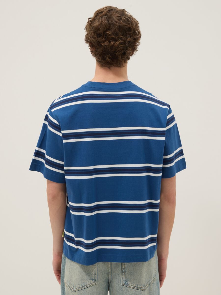 Blue striped pure cotton T-shirt_3