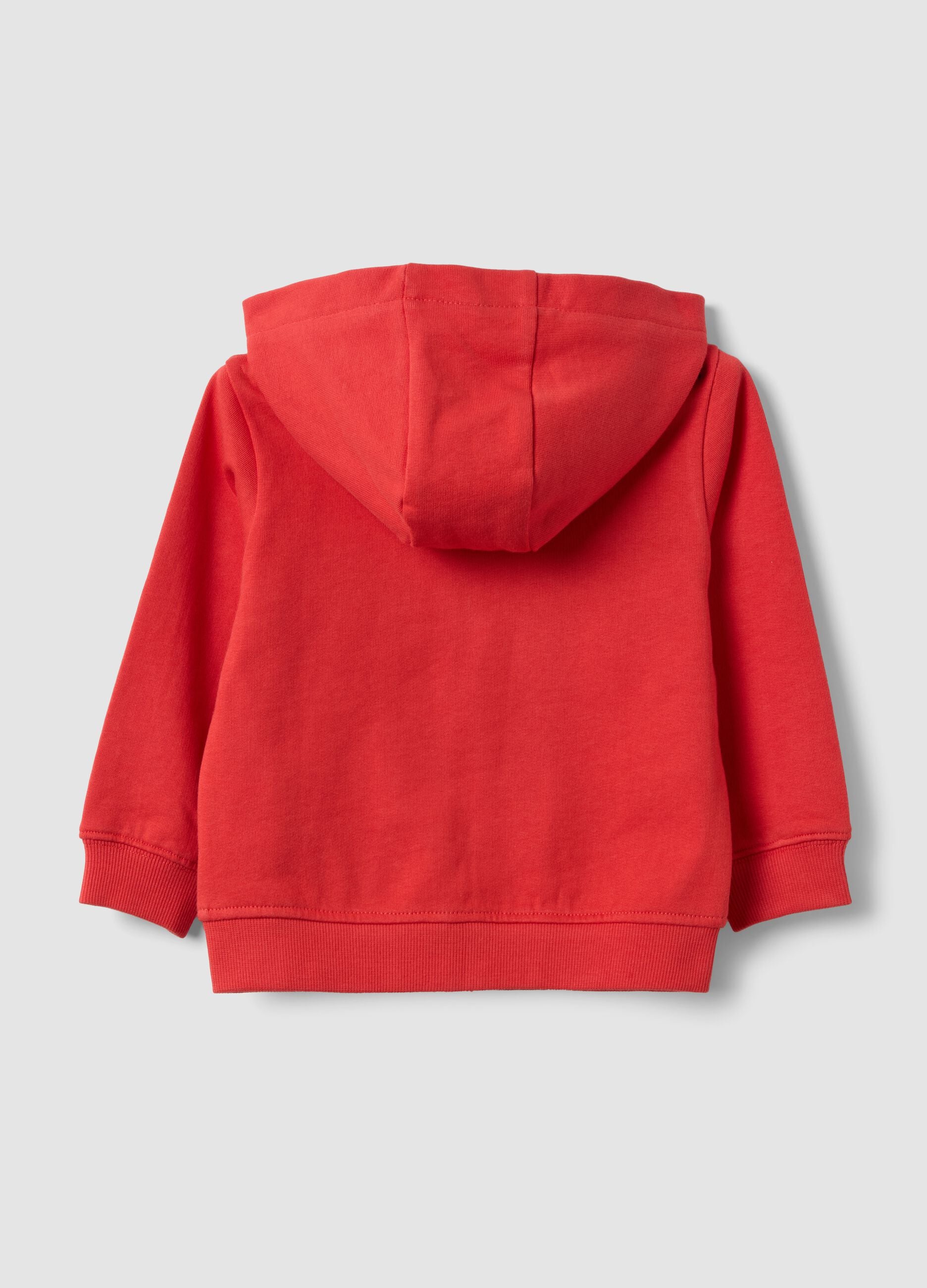 Sweatshirt vermelha com capuz em algod&atilde;o org&acirc;nico puro, corte regular, para menino