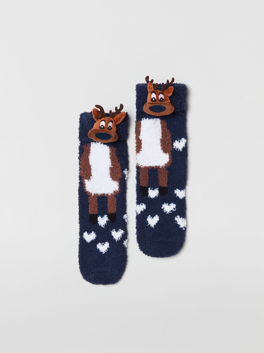 Chenille socks with reindeer_0