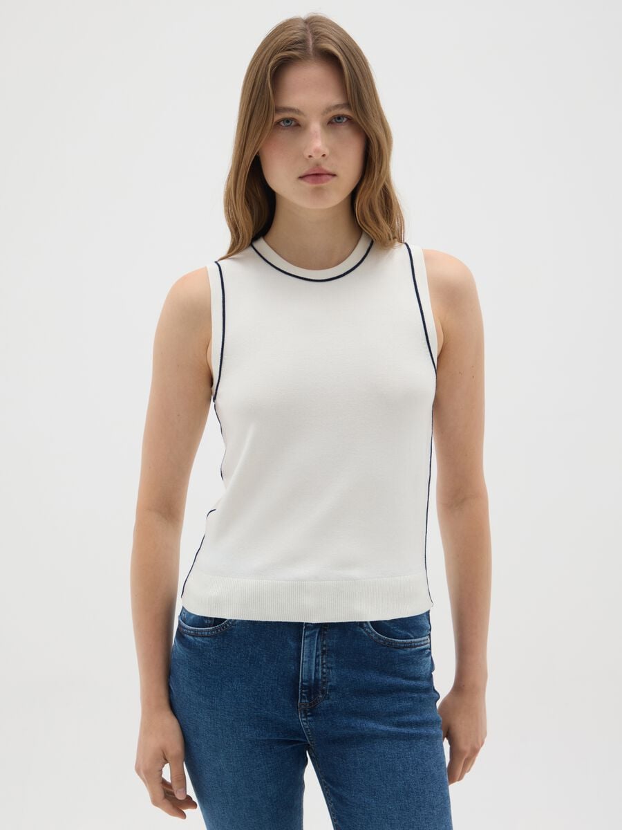 Women's white stretch-blend sleeveless top_0