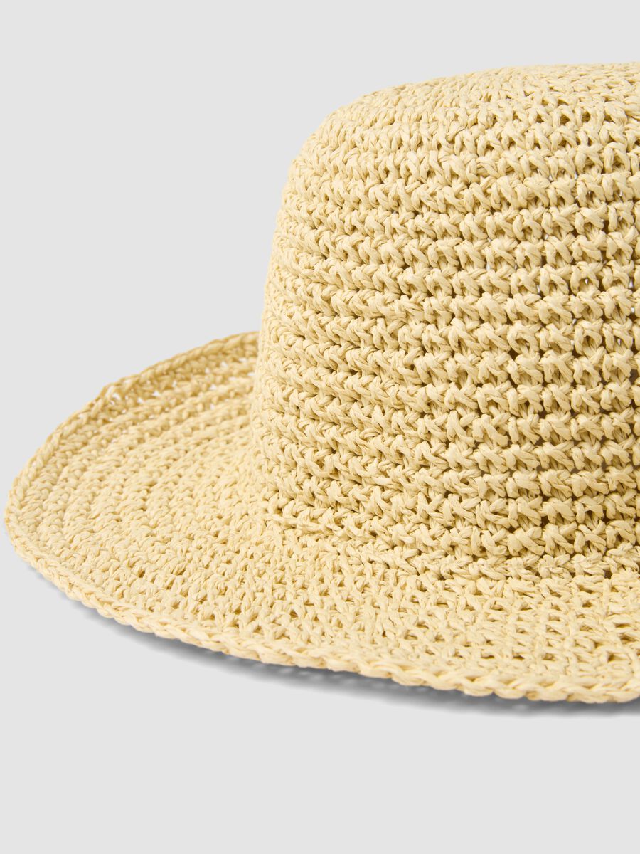 Beige pure paper fabric cloche hat_2