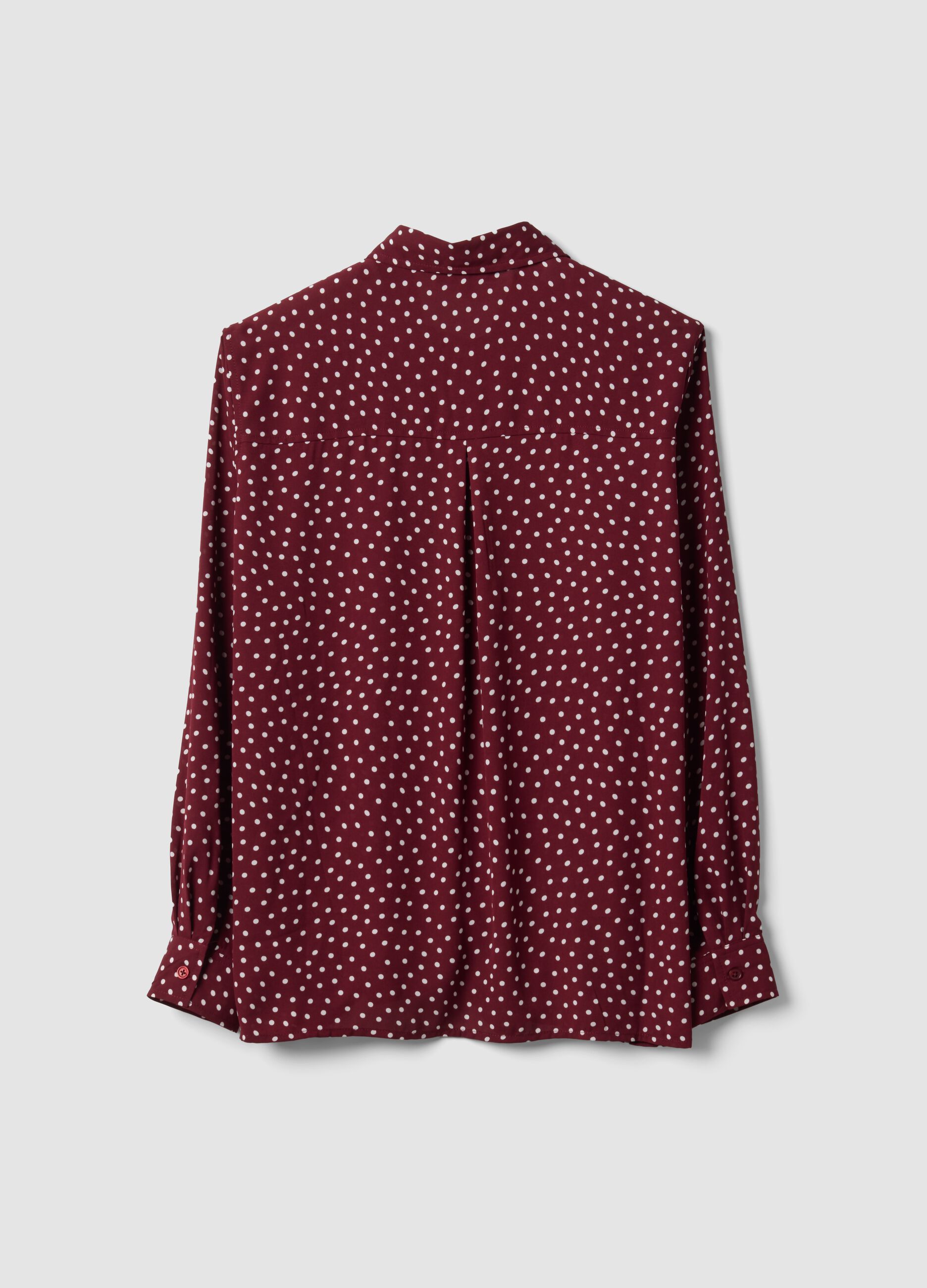 Rote Bluse mit Punkten und klassischem Kragen, Regular Fit