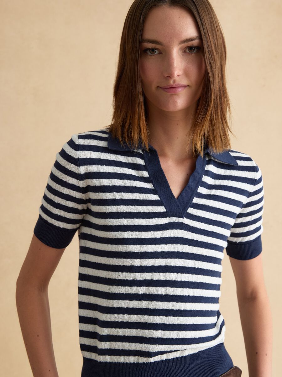 Regular fit multicolour striped cotton blend jumper_1