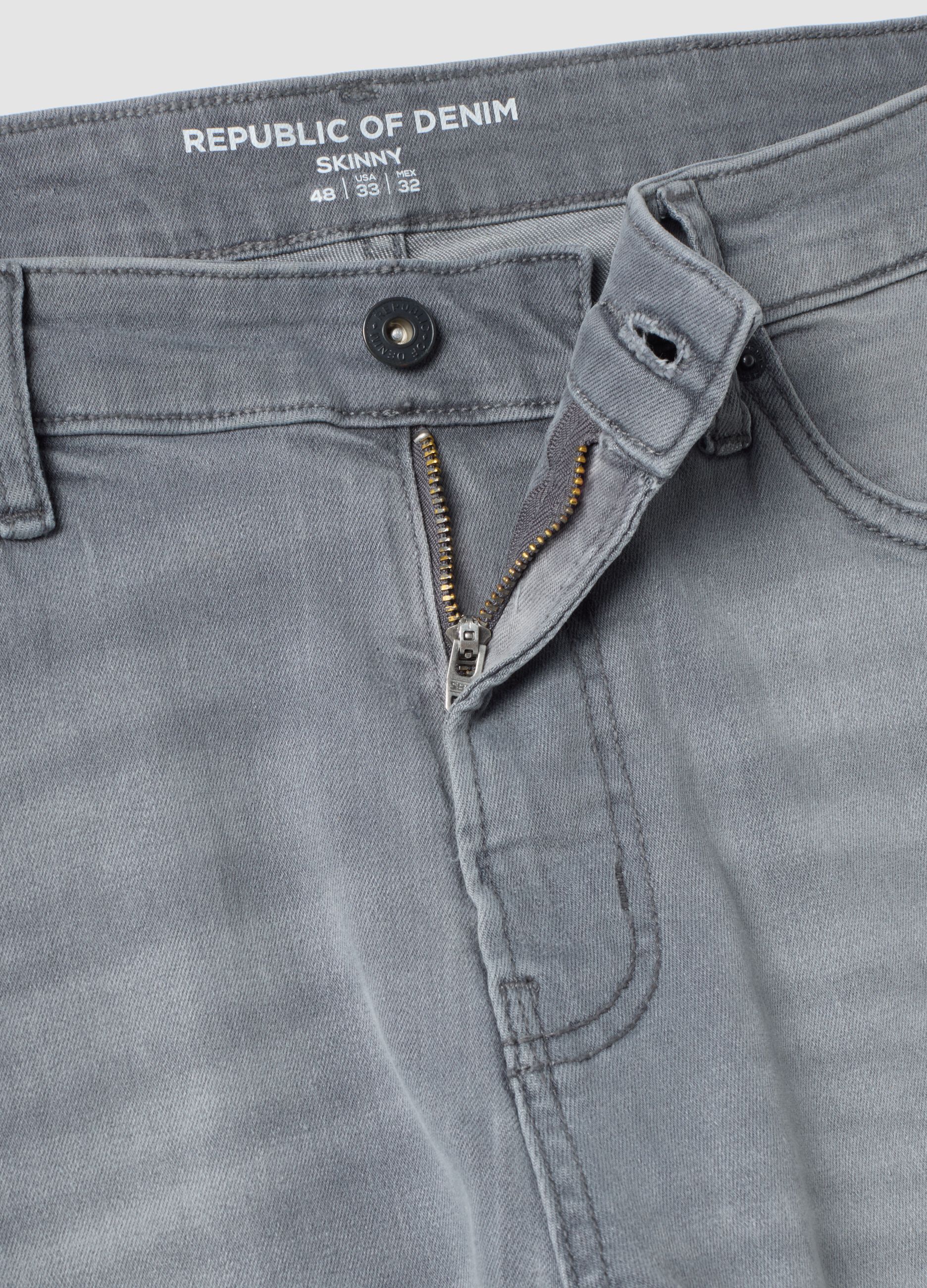 Graue Skinny-Fit-Jeans aus Stretch-Baumwolle