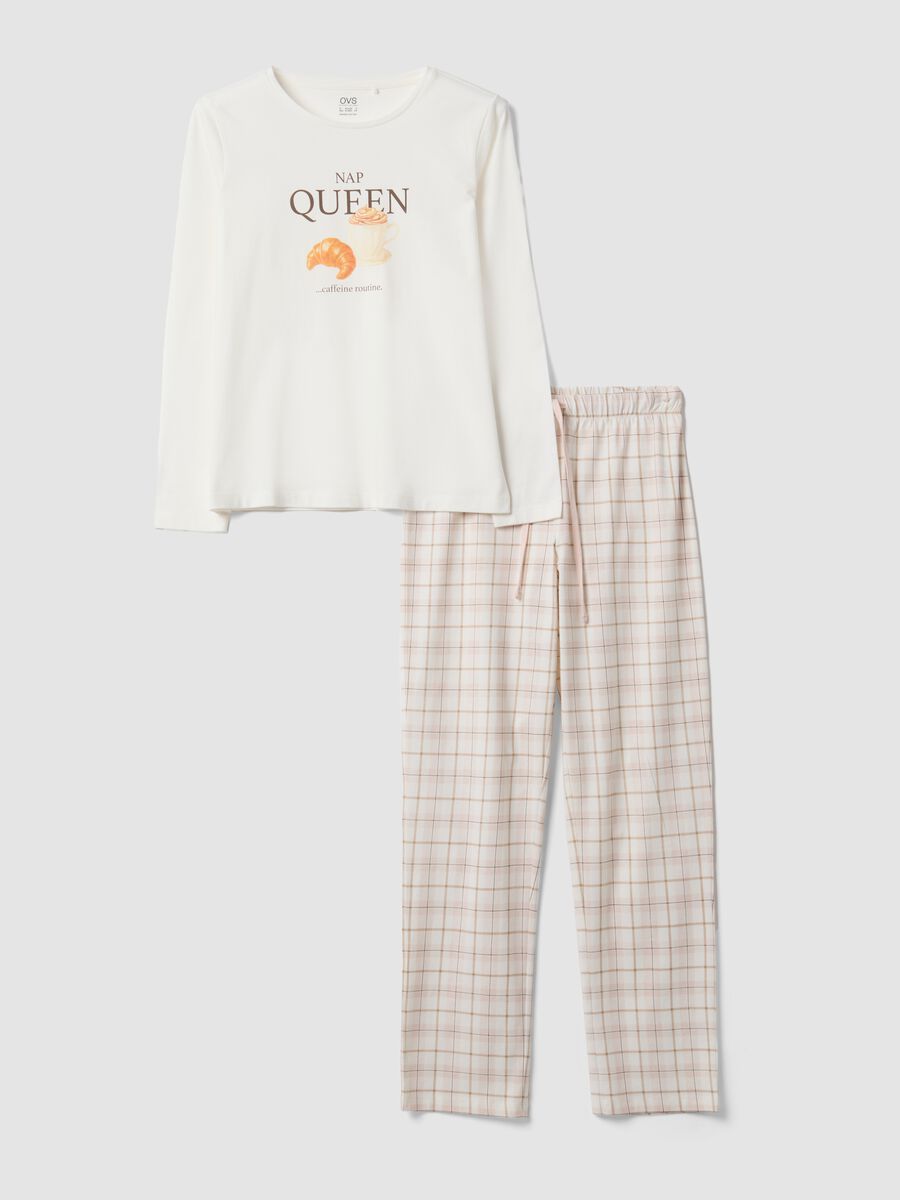 White organic cotton pyjamas with &ldquo;Nap Queen&rdquo; print_0