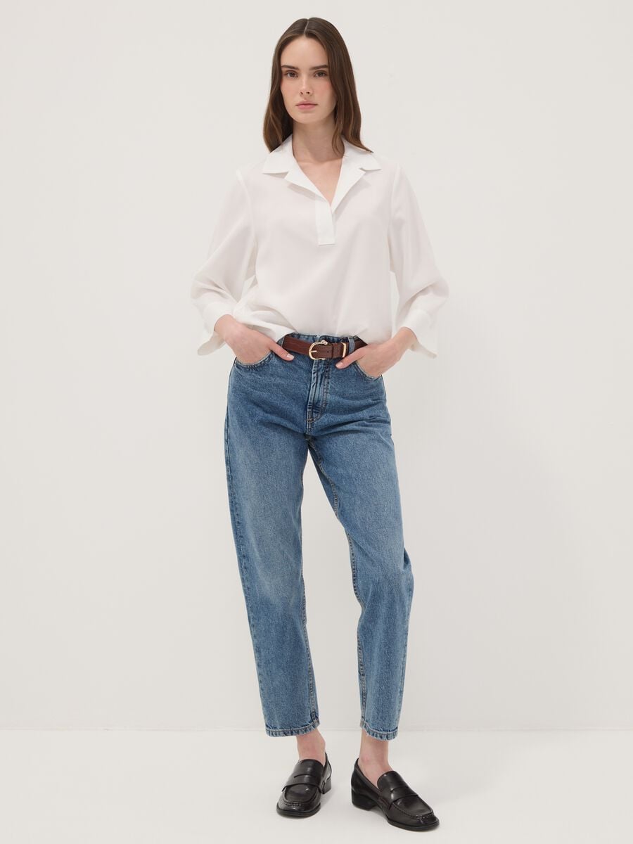 High-waisted pure cotton mom-fit denim jeans_0
