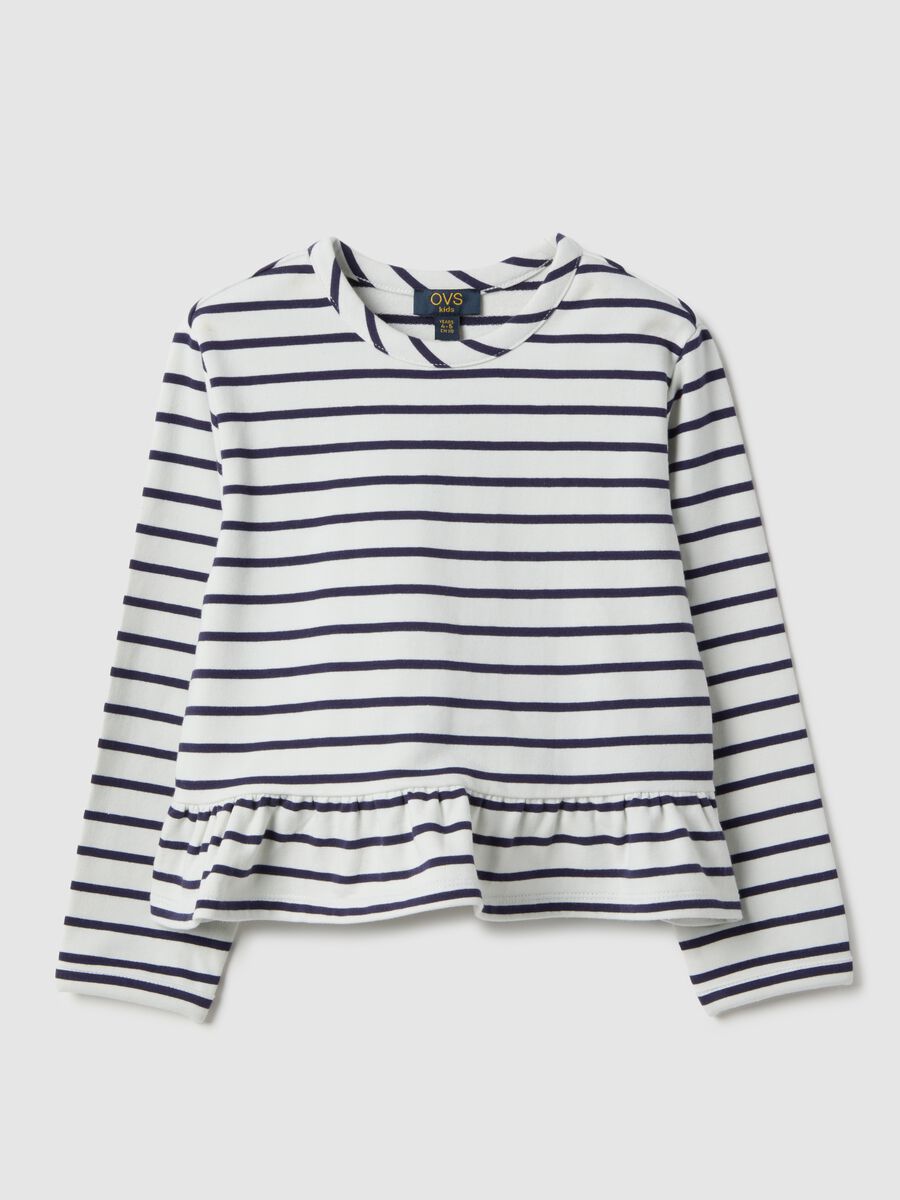Girls' multicolour striped cotton blend top with fitted silhouette_0