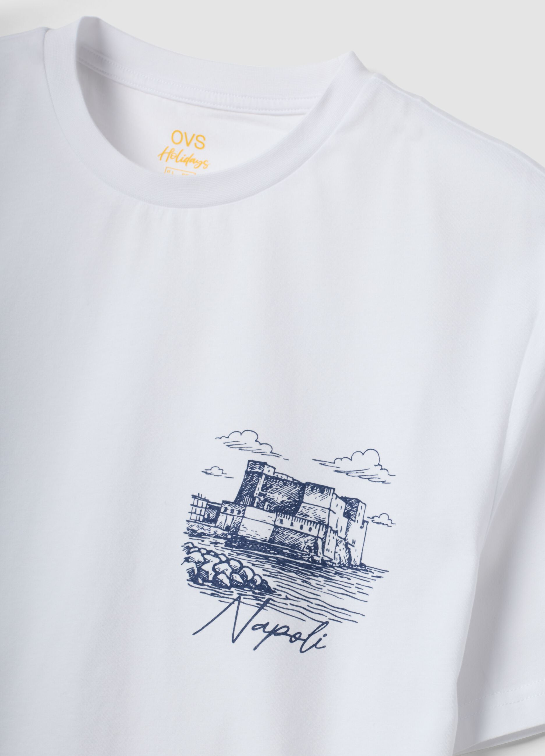 Wei&szlig;es Herren-T-Shirt aus reiner Baumwolle mit kurzen &Auml;rmeln, Regular Fit