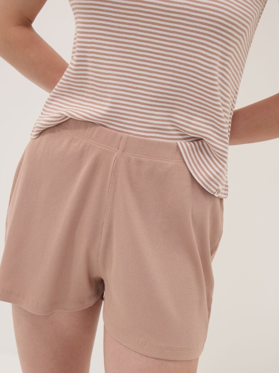 Multicolour pure organic cotton pyjamas with striped T-shirt and shorts_2