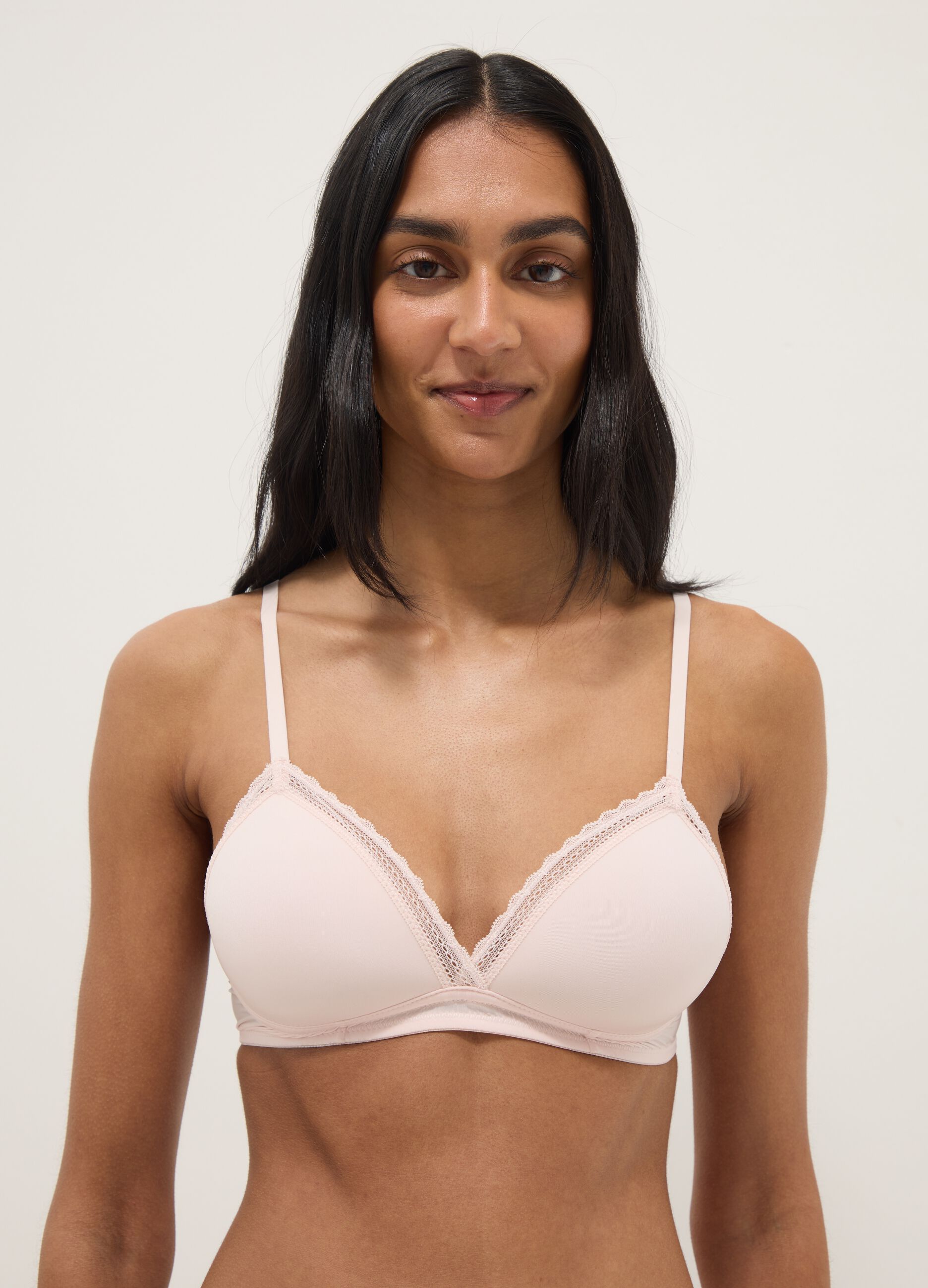 Rosa Triangel-BH mit Spitzendetails