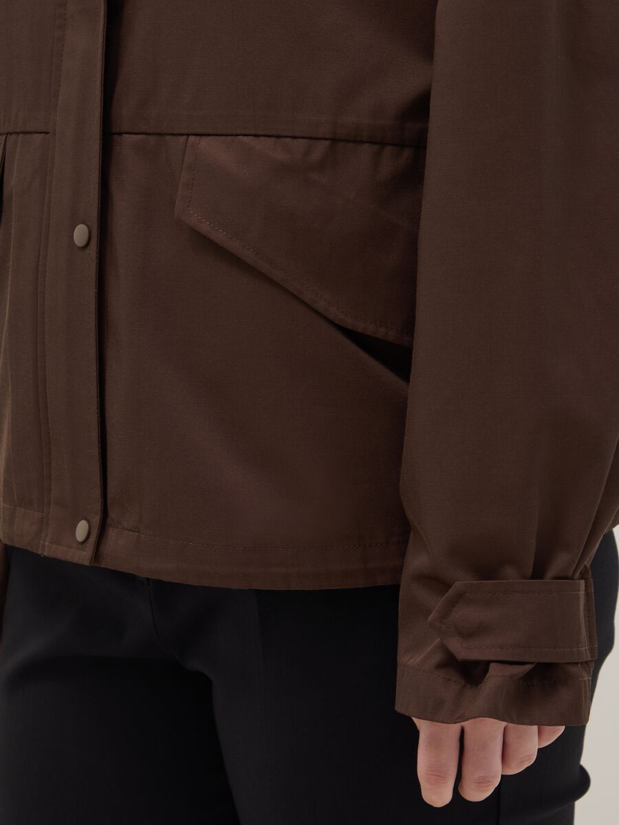 Brown cotton blend parka jacket regular fit with hood_3